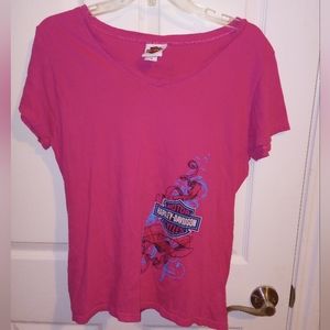 women's Harley Davidson t-shirt size L pink